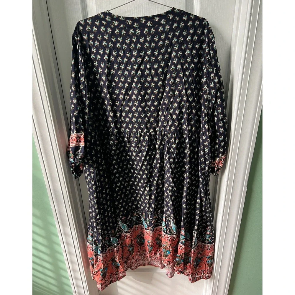 Bloomchic Womens Dress Floral Tassel Pockets Half Sleeve Boho Peasant Size 26 4X - Picture 3 of 5